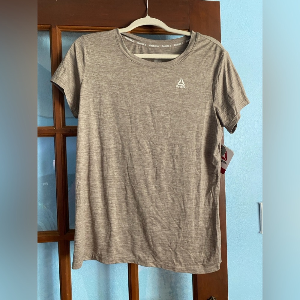 Reebok Women's Light Heather Gray/Tan Short Sleeve Performance Tee